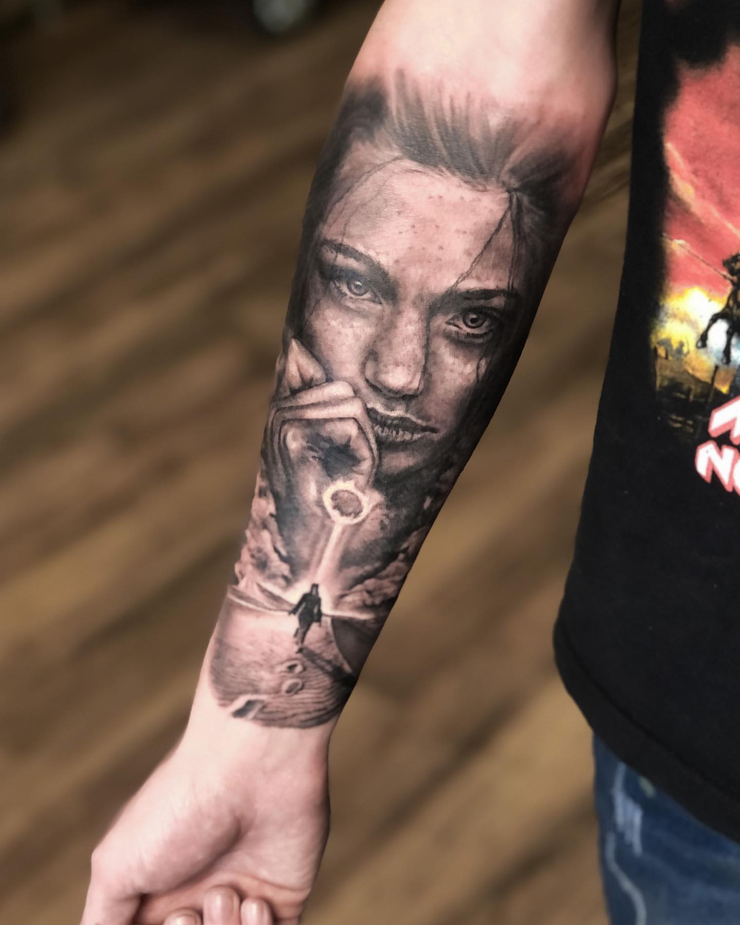 Tattoo by @aaronthomastattoos — realism, dark_realism