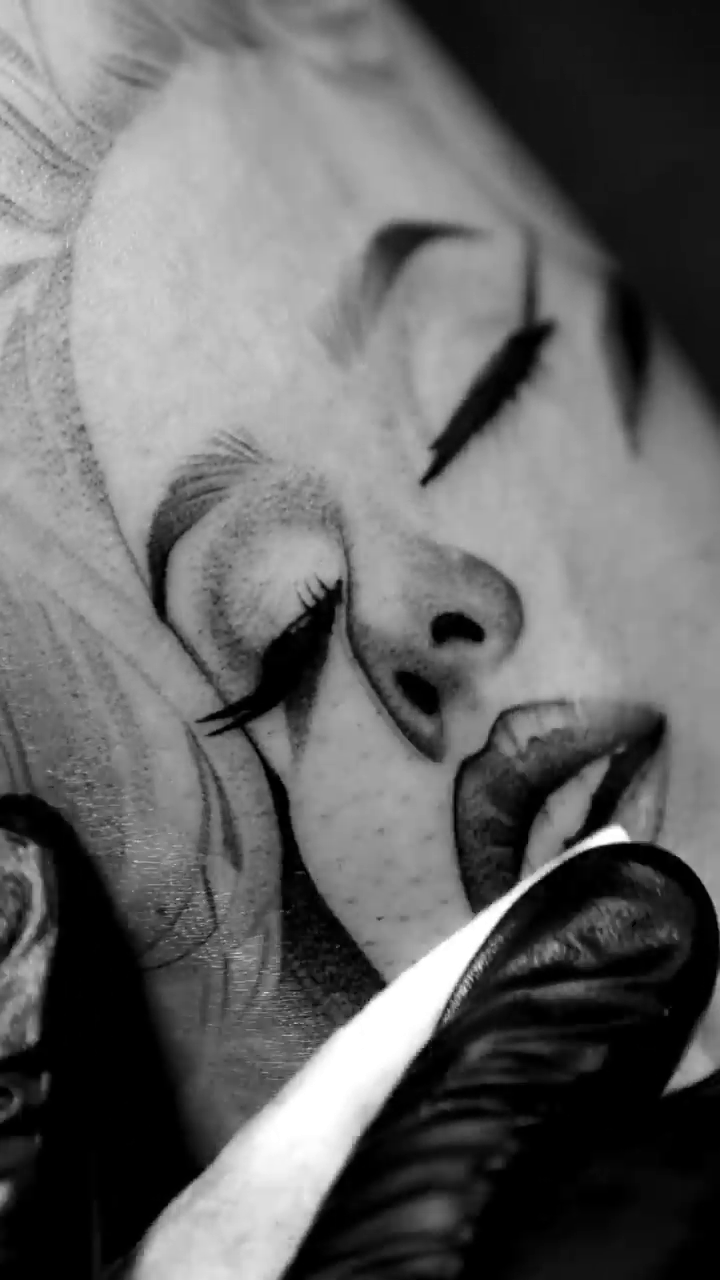 Marilyn Monroe portrait realism tattoo by Ke$la