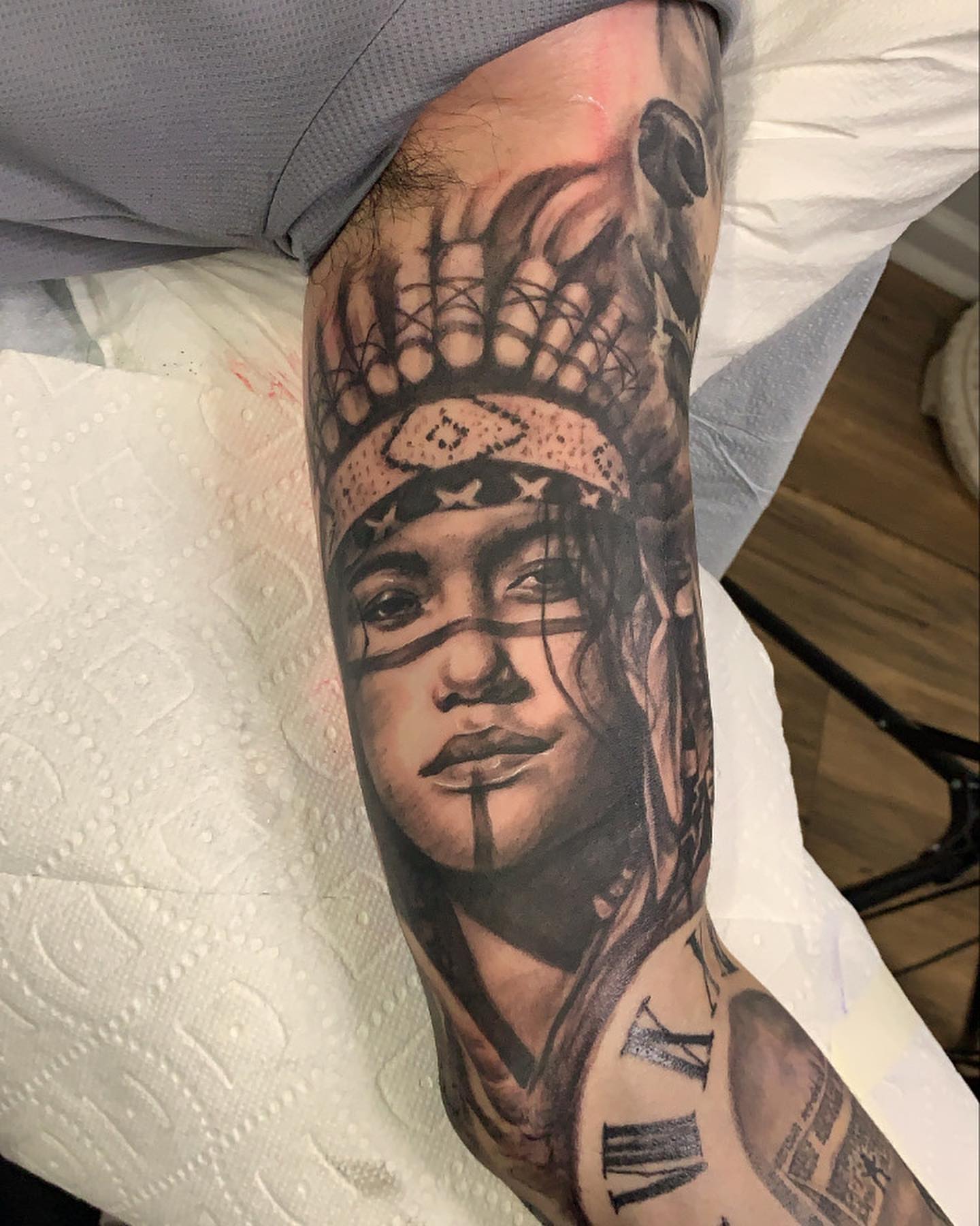 Portrait realism tattoo on the forearm by Lex⛓️