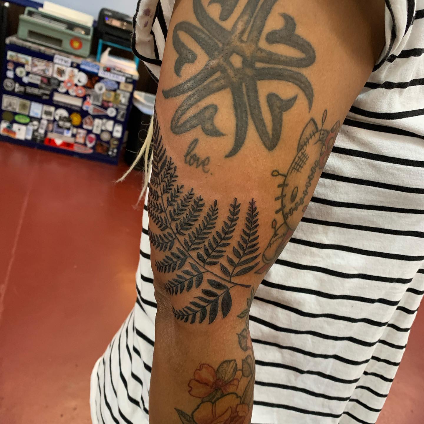 Fern leaf black and grey tattoo on the forearm by IdleHandsFlex, New Orleans, Louisiana