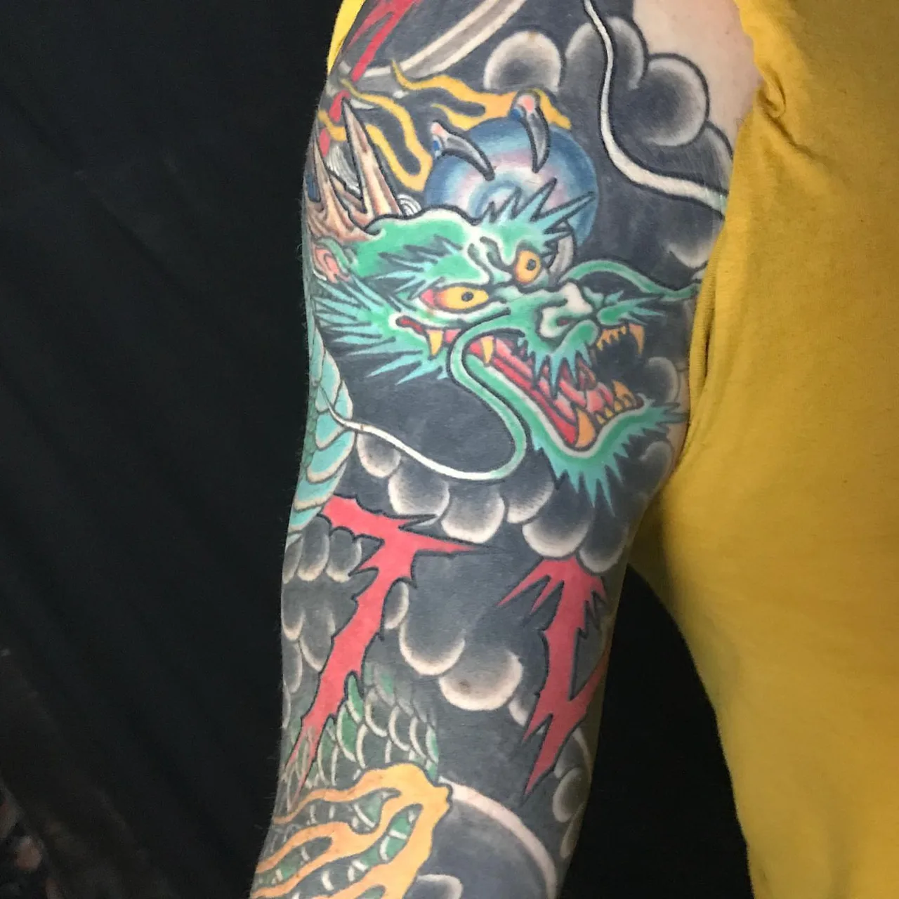 Dragon japanese irezumi tattoo on the forearm by Brad Hill, Franklin, Tennessee