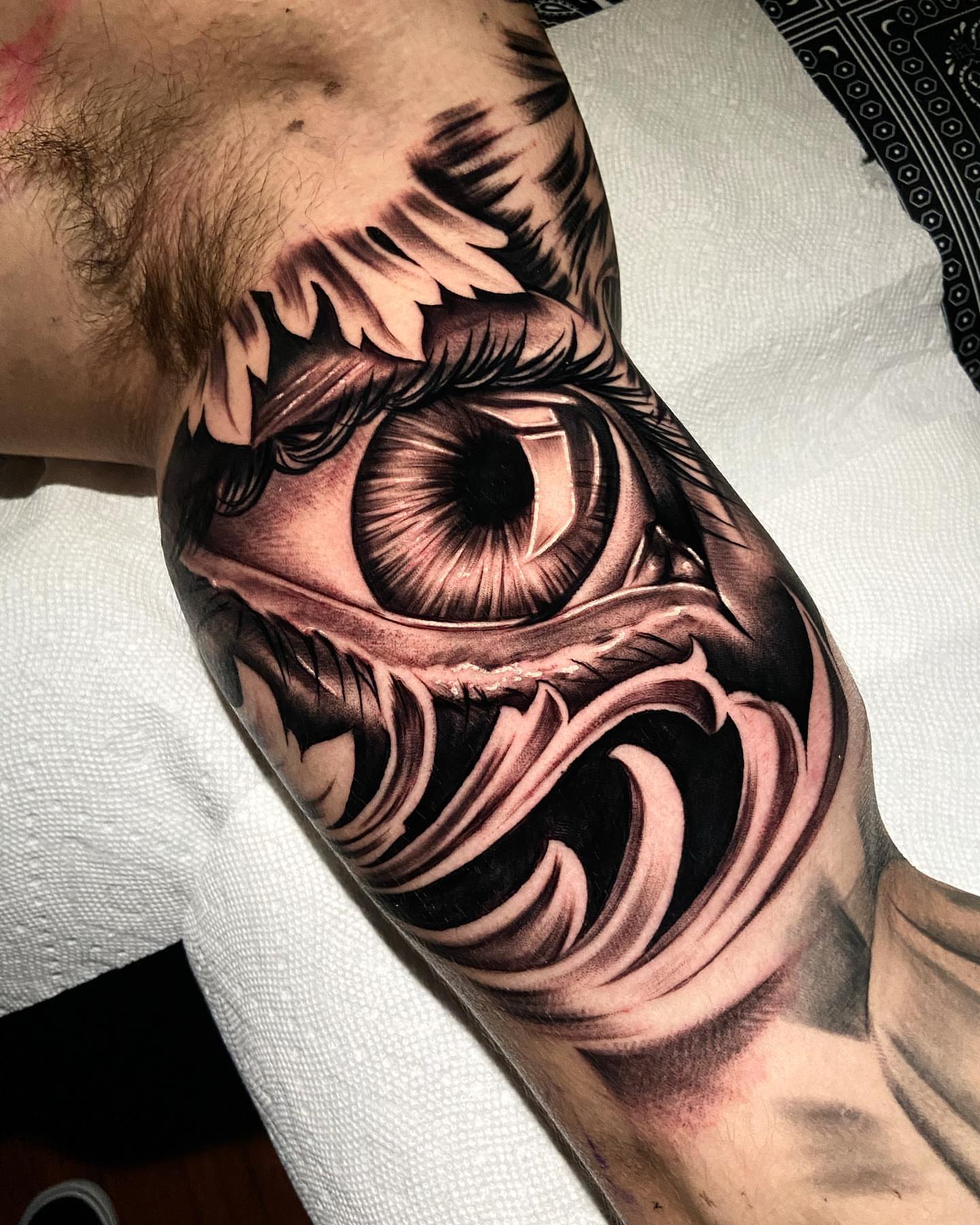 Eye realism tattoo on the forearm by eksoe_