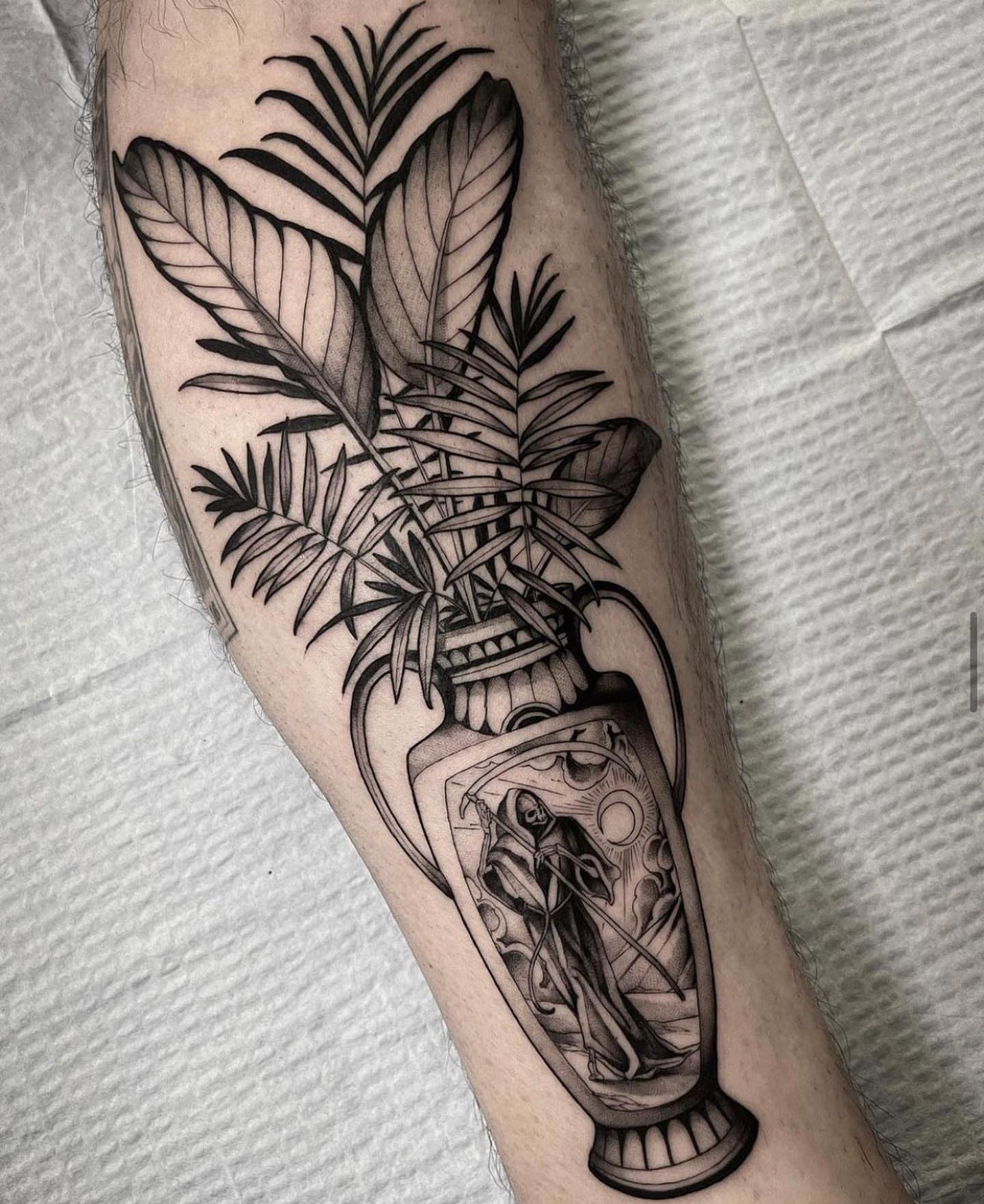 Tattoo by @squirestrahan — black_and_grey