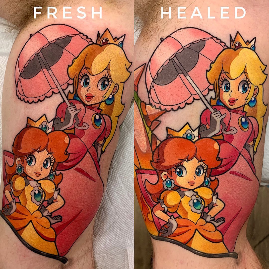 Princesses anime tattoo on the forearm by Shelby Ouellette