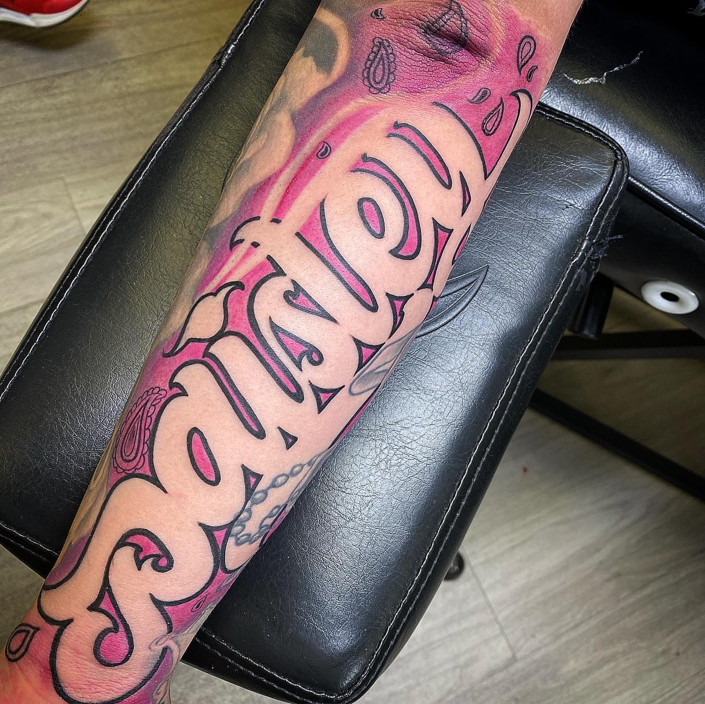 Tattoo by @allbluehundreds — lettering_script