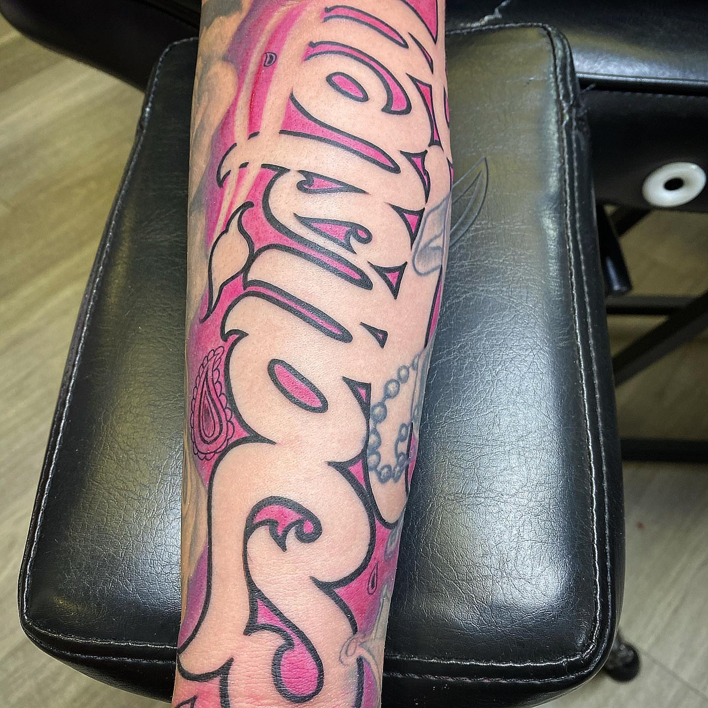 Tattoo by @allbluehundreds — lettering_script