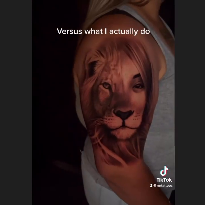Lioness portrait realism tattoo by Martin Reyes Jr