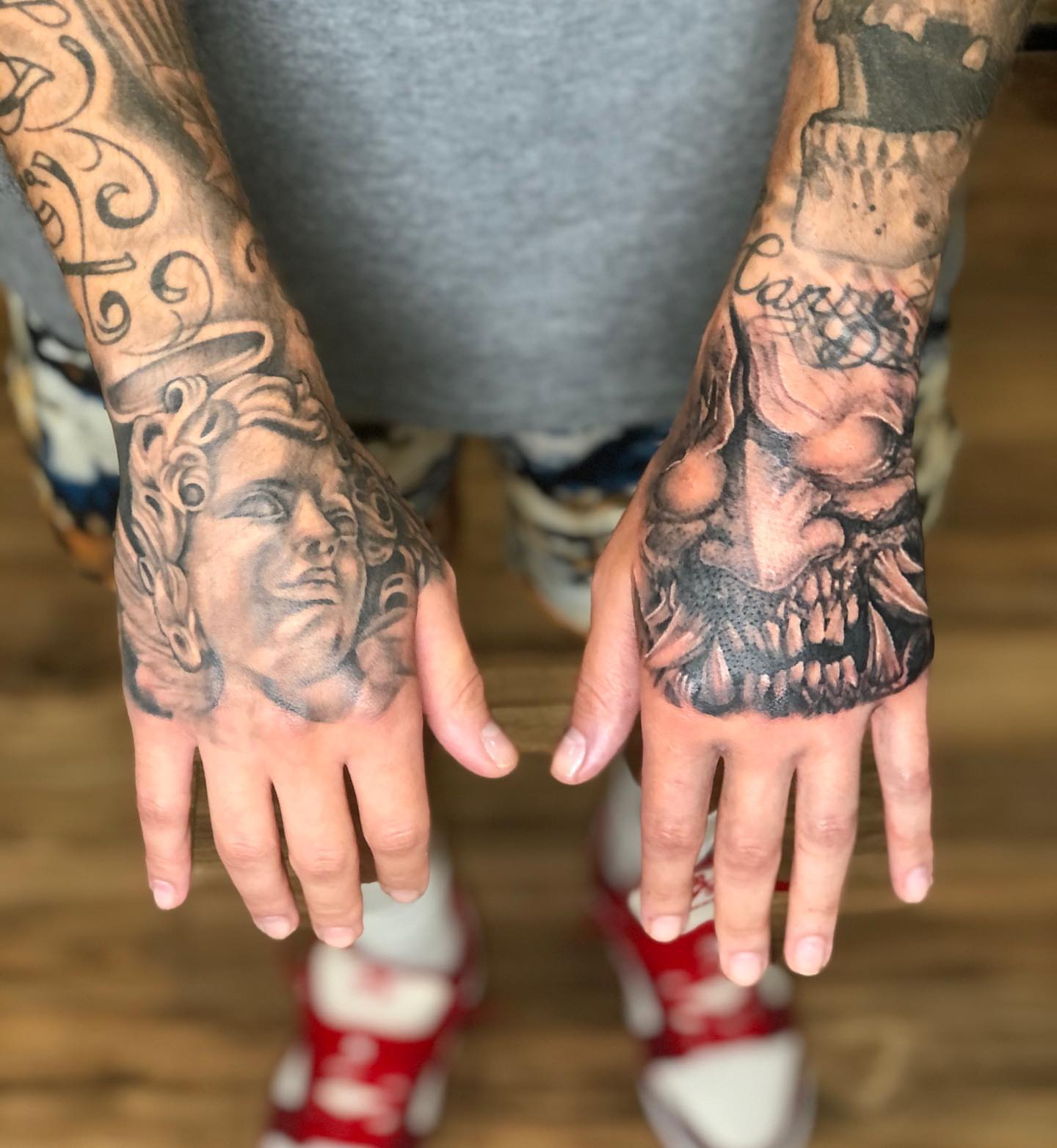 Tattoo by @aaronthomastattoos — realism, black_and_grey