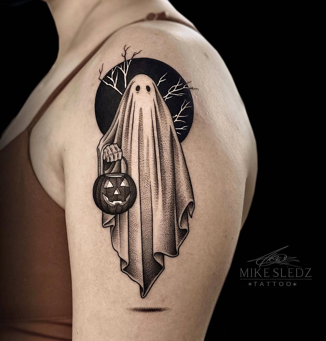 Tattoo by @mikesledz — dotwork, black_and_grey