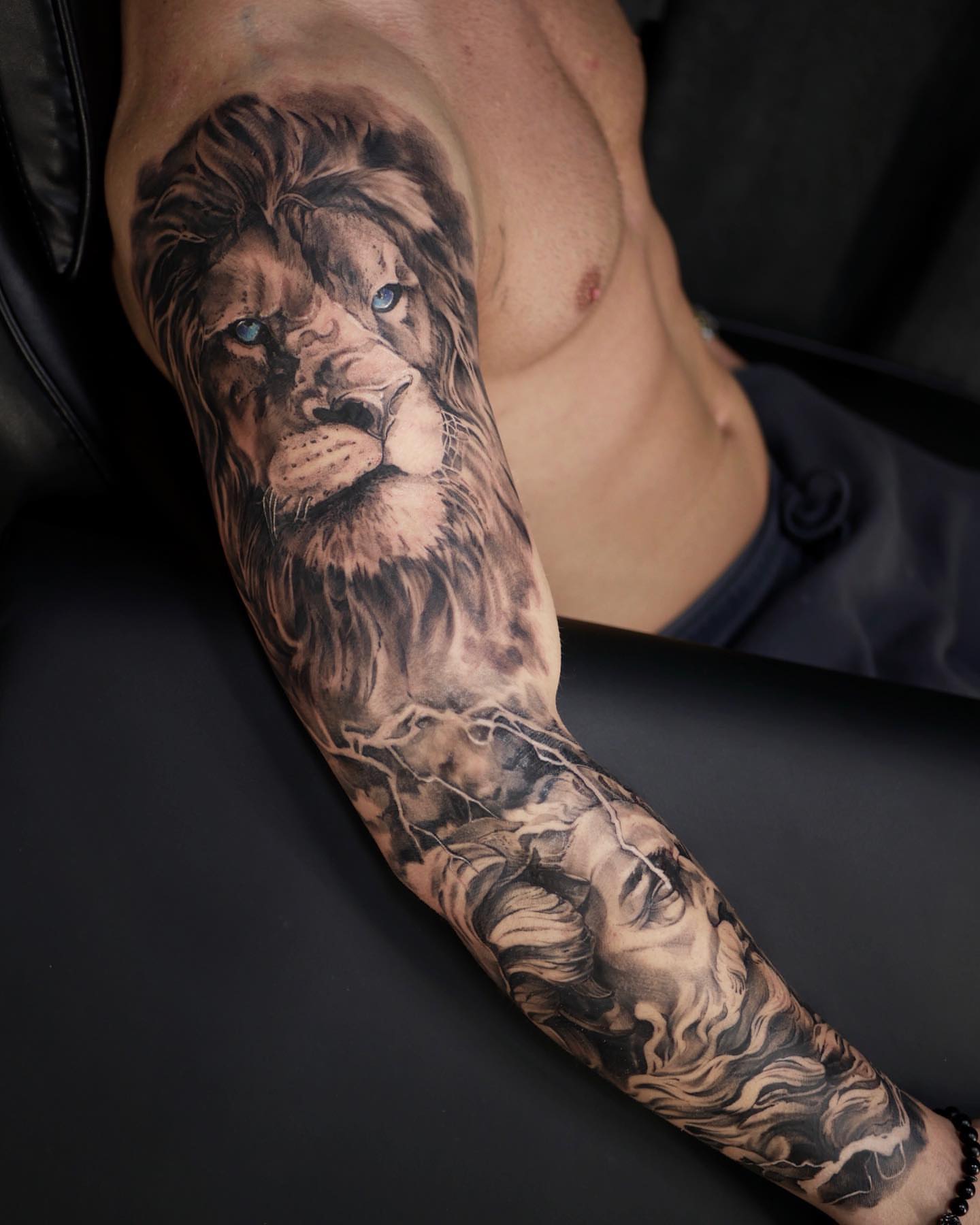Lion realism tattoo on the forearm by Tattoo San Diego