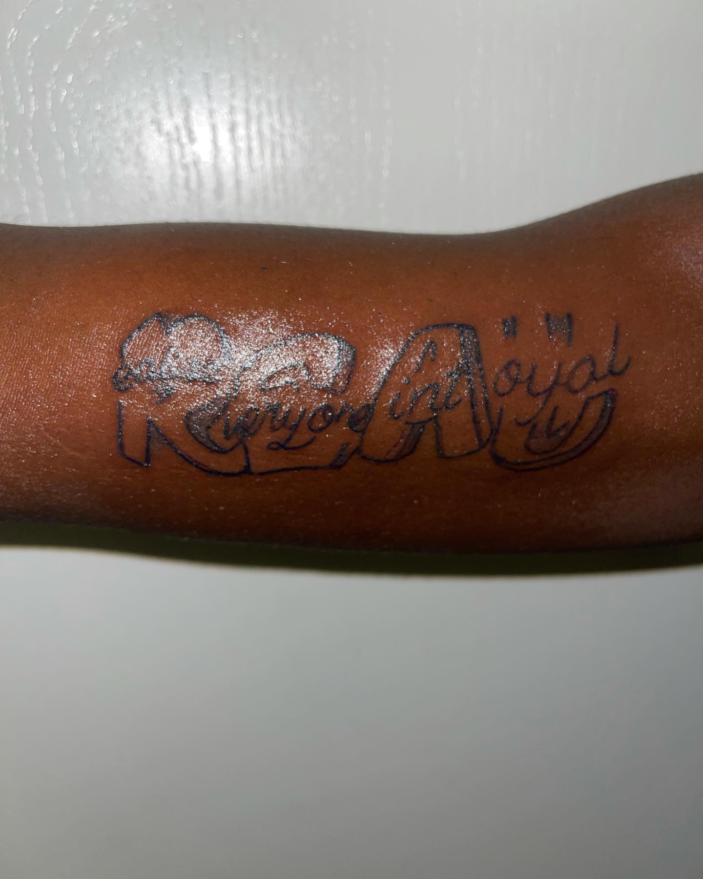Script lettering lettering script tattoo on the forearm by InkByChing❤️🔥