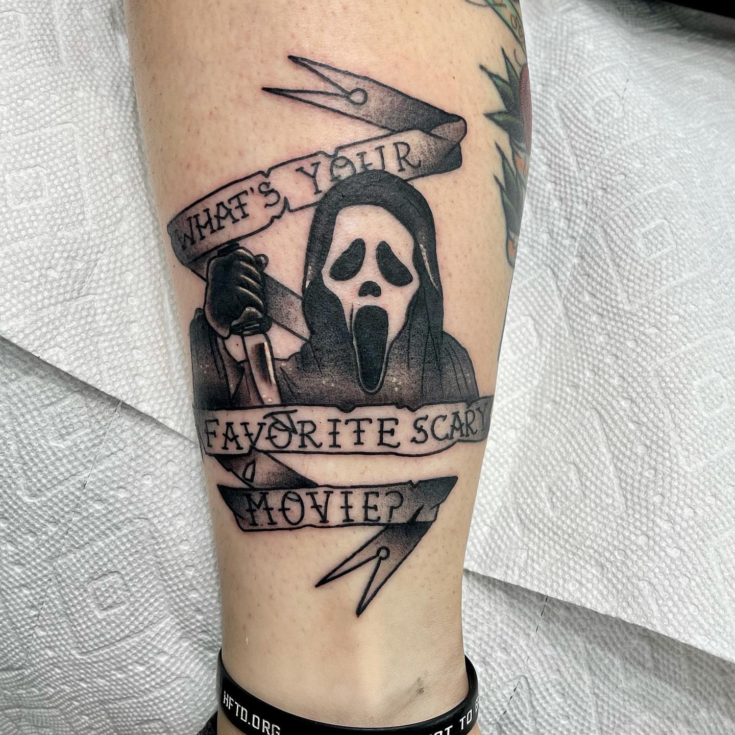 Scream ghost black and grey tattoo on the forearm by Joce ☾, New York, New York