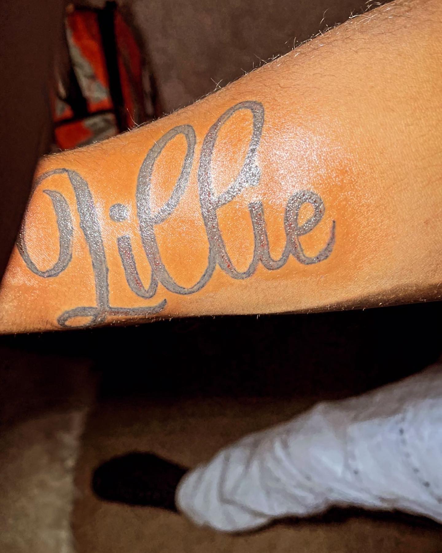 Lillie lettering script tattoo on the forearm by InkByChing❤️🔥