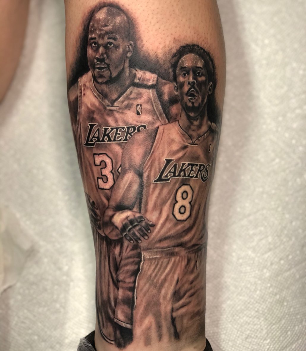 Basketball players realism tattoo on the forearm by Ray Ochoa