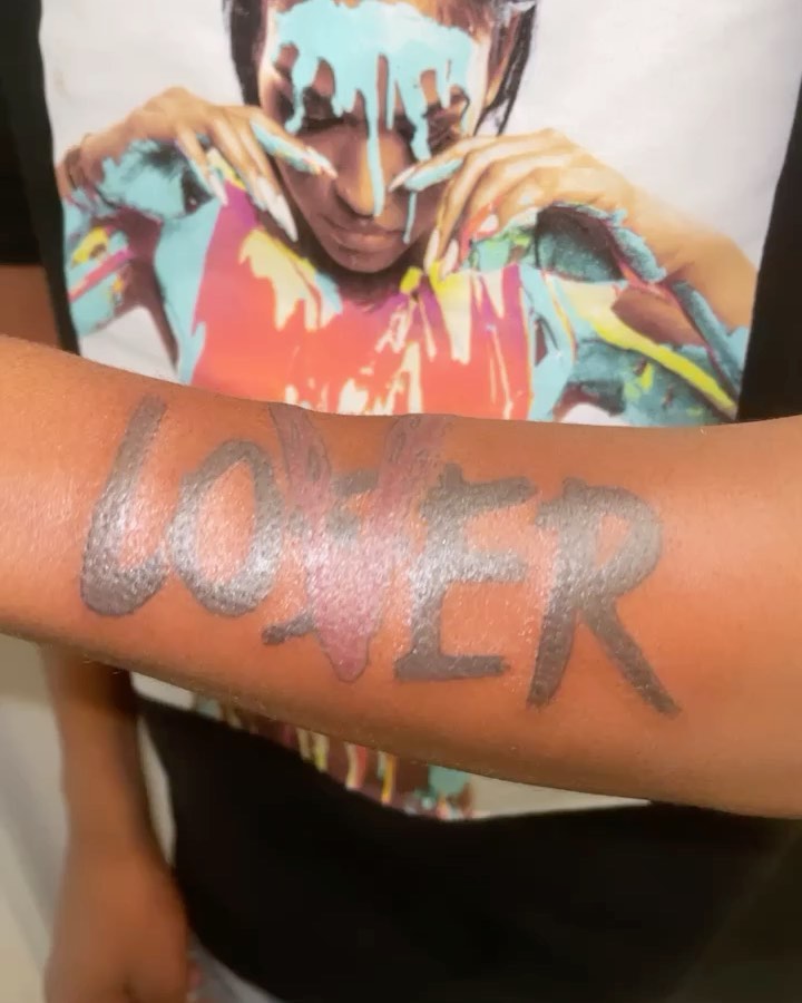 LOVER lettering script tattoo on the forearm by InkByChing❤️🔥