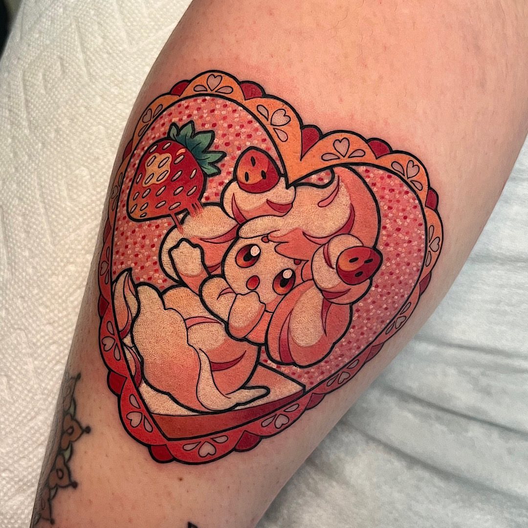 Tattoo by @shelbytattoos — dotwork, anime