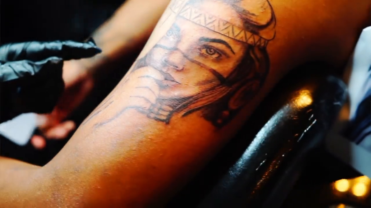 Woman's face realism tattoo by Las Vegas Tattoo Artist