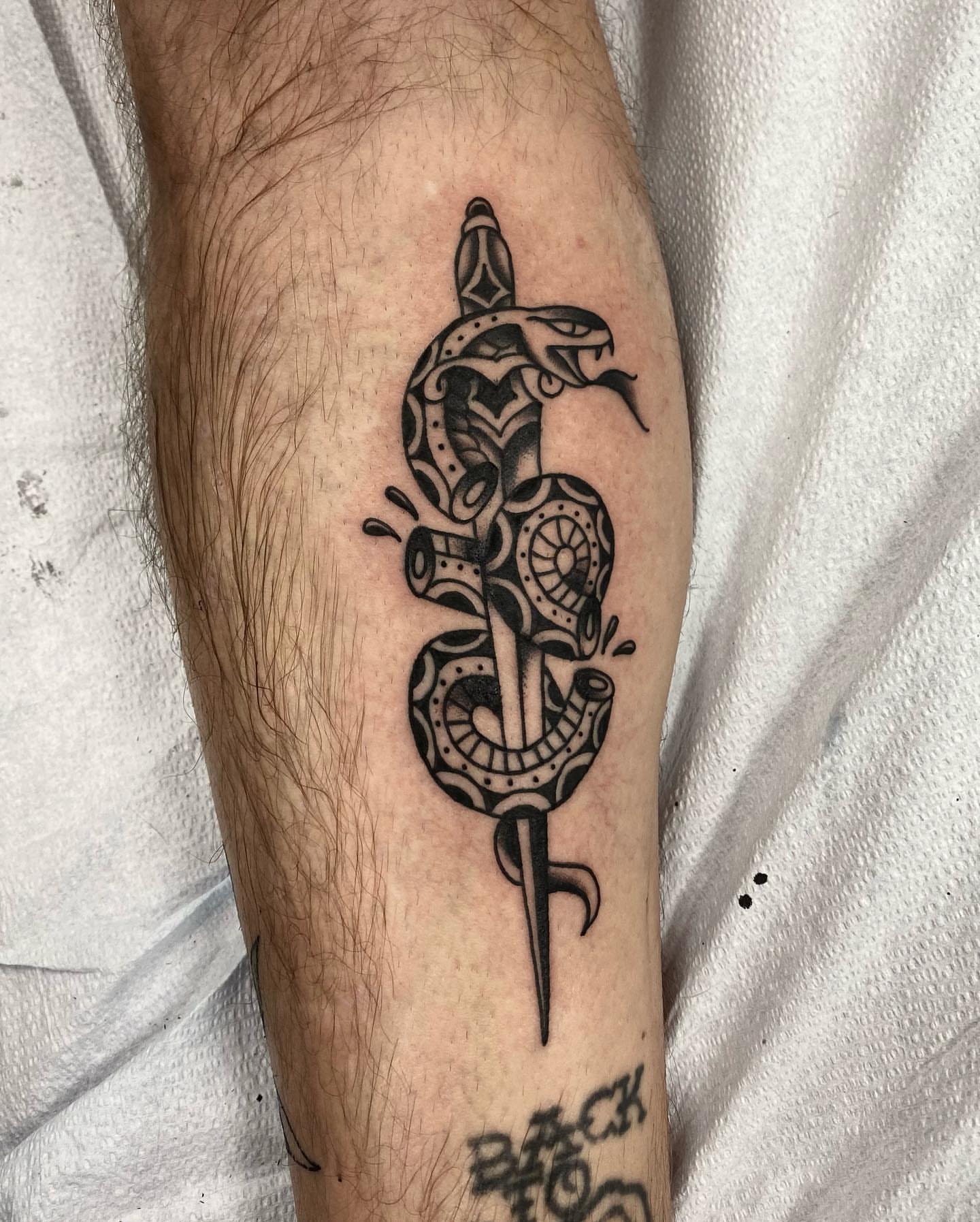 Tattoo by @crust_king — black_and_grey