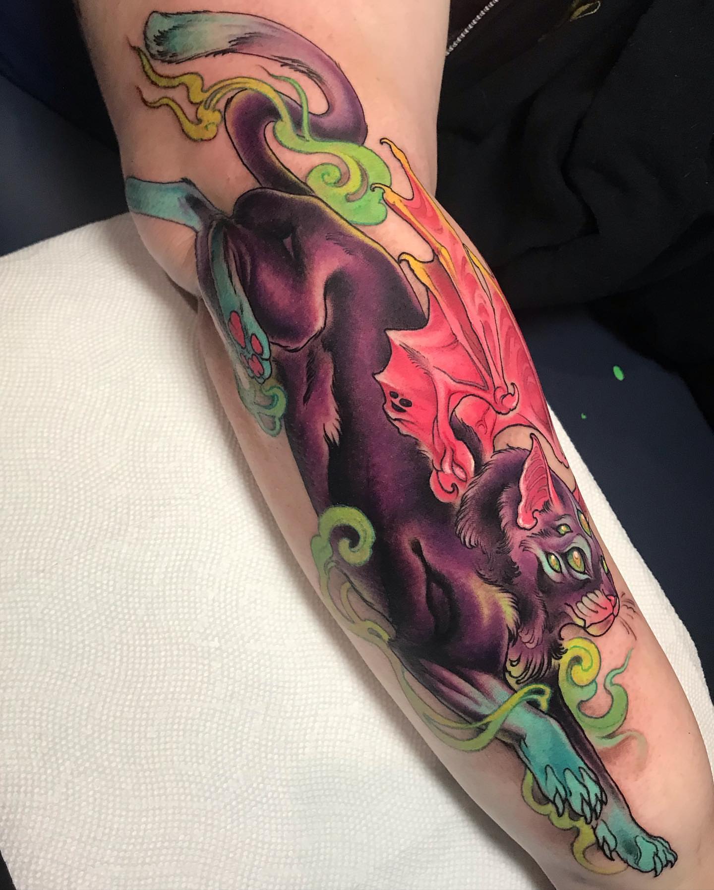 Panther new school tattoo on the forearm by Alisha Harding