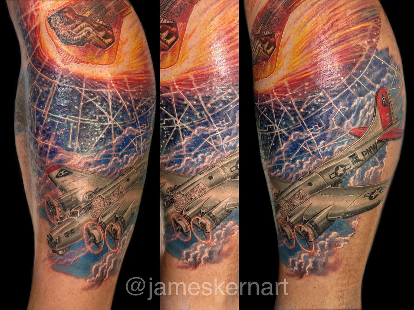 Airplane realism tattoo on the forearm by James Kern * Visionary Tattoo Artist *