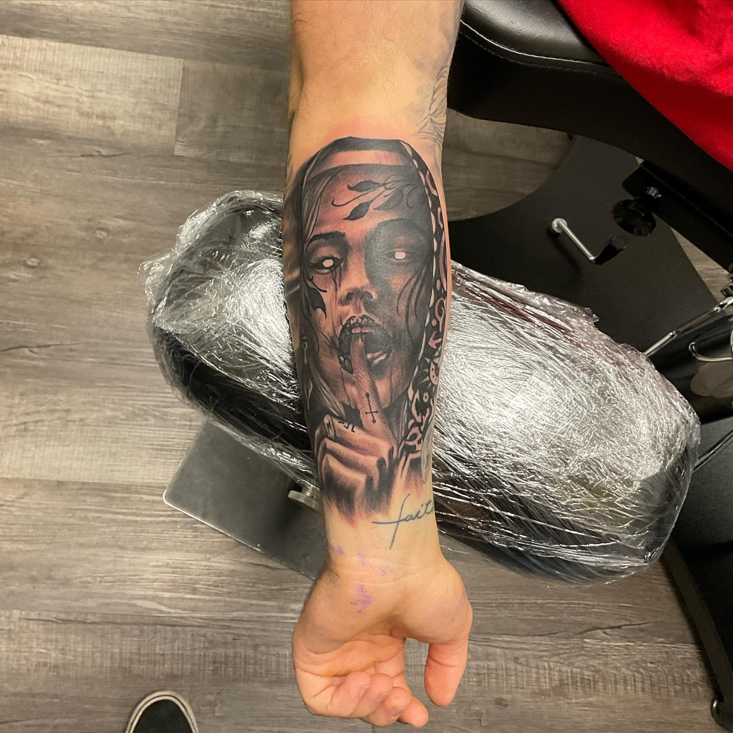 Tattoo by @huckleberrytattoos — realism, dark_realism
