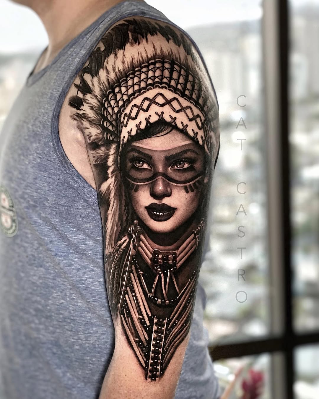 Tattoo by @catcastrotattoos — realism, black_and_grey