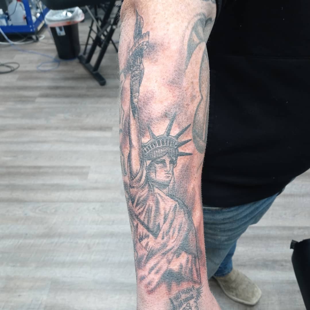 Tattoo by @conwaythetattooer — black_and_grey