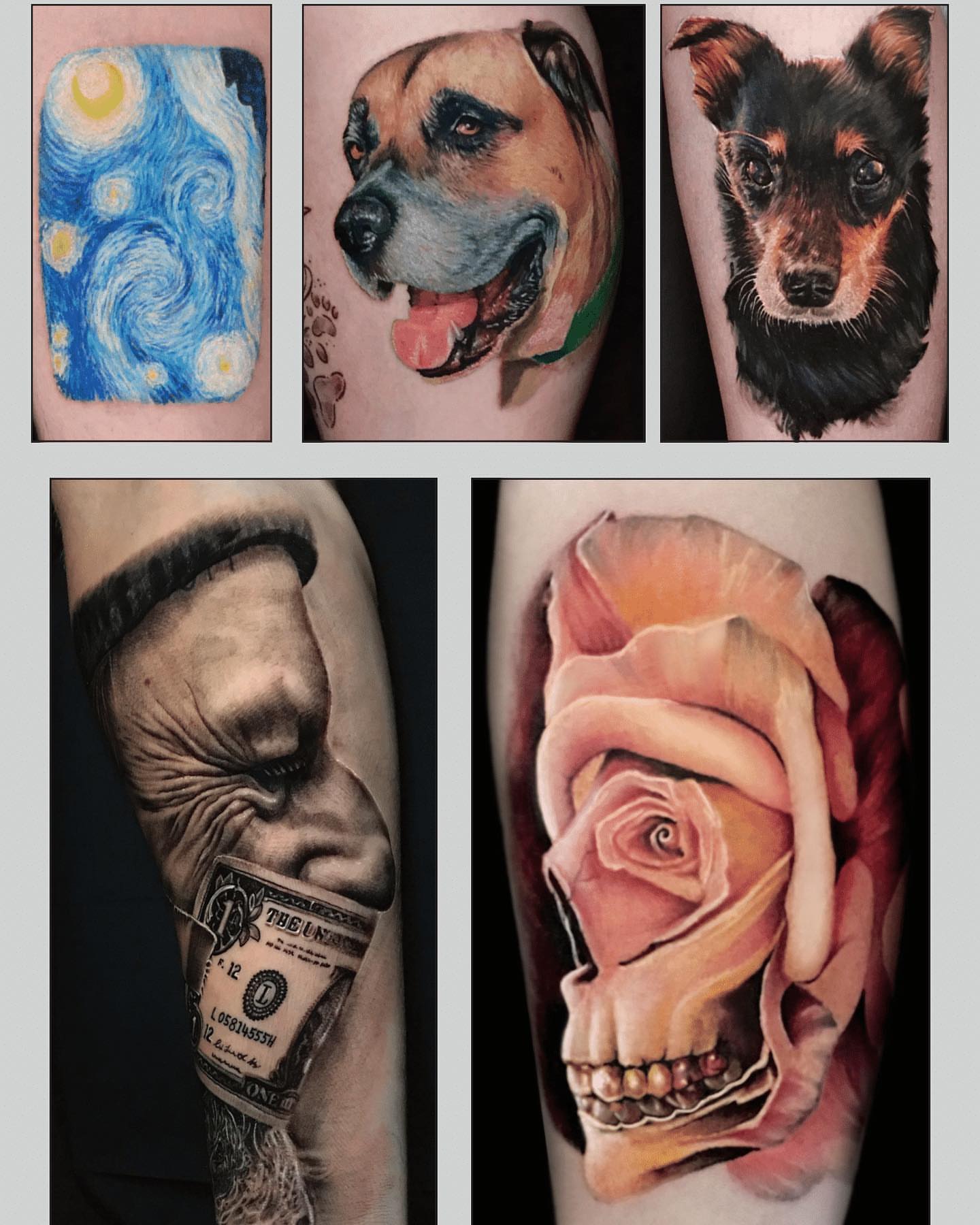 Starry night realism tattoo on the forearm by Aren