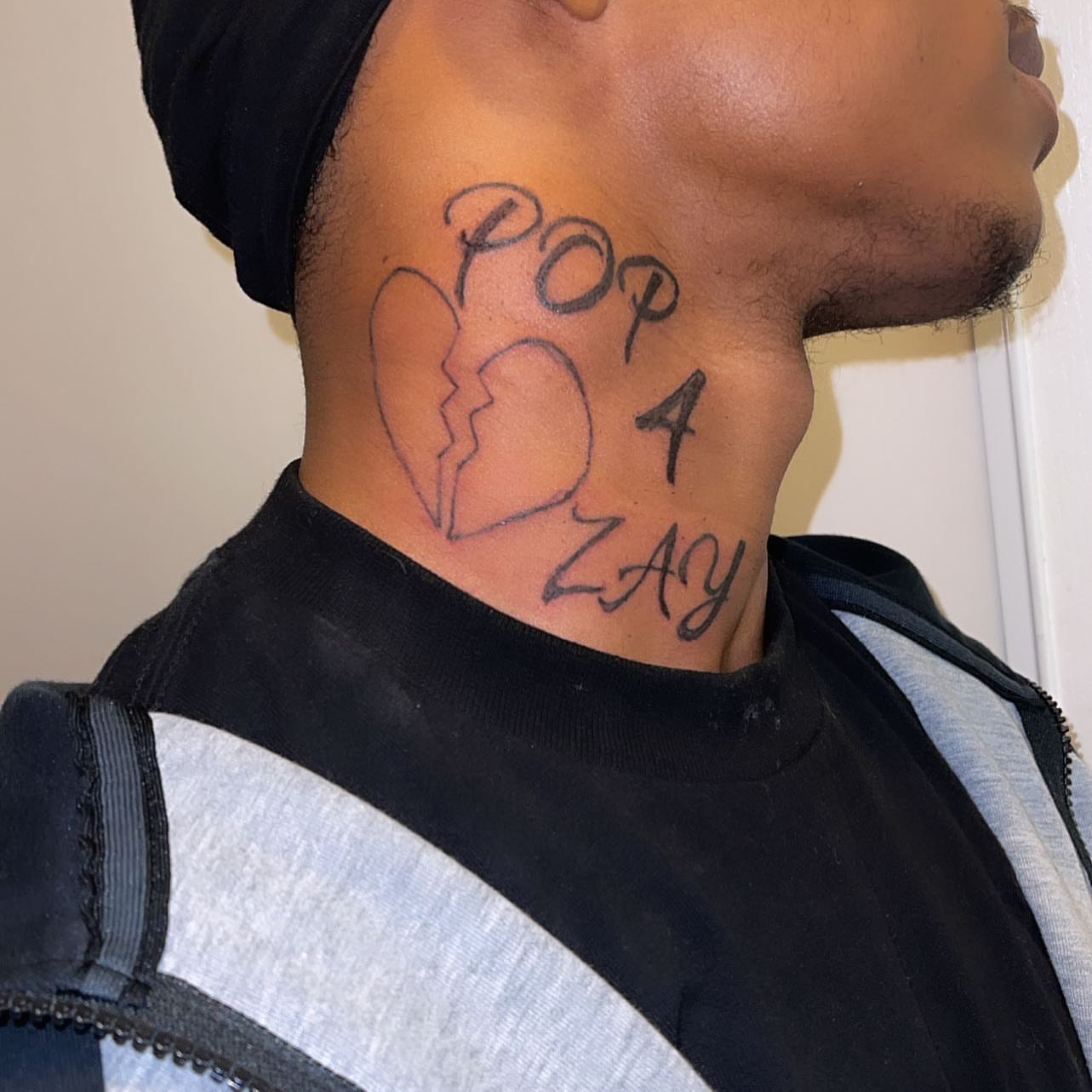 Broken heart lettering script tattoo on the neck by InkByChing❤️🔥