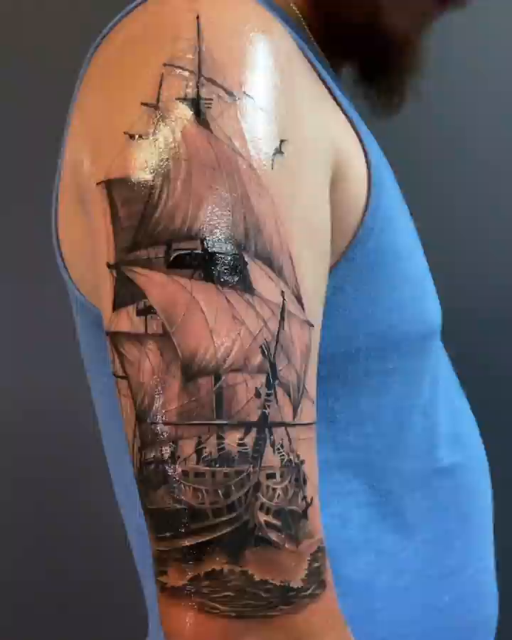 Tattoo by @tiantattooart — realism, black_and_grey