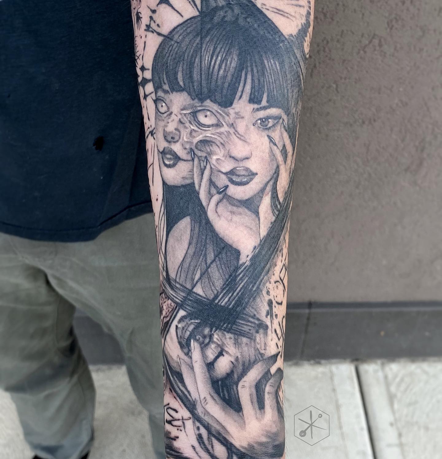 Woman realism tattoo on the forearm by Jax Citriglia