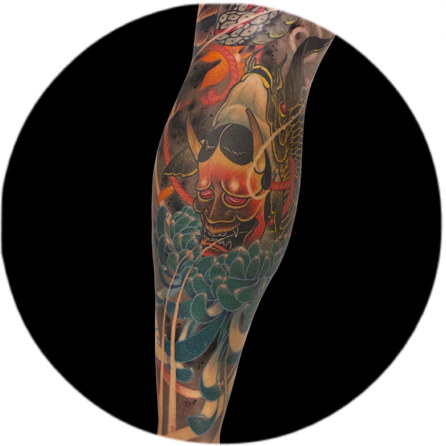 Tattoo by @ethereal.lady.hawk — japanese_irezumi, dotwork