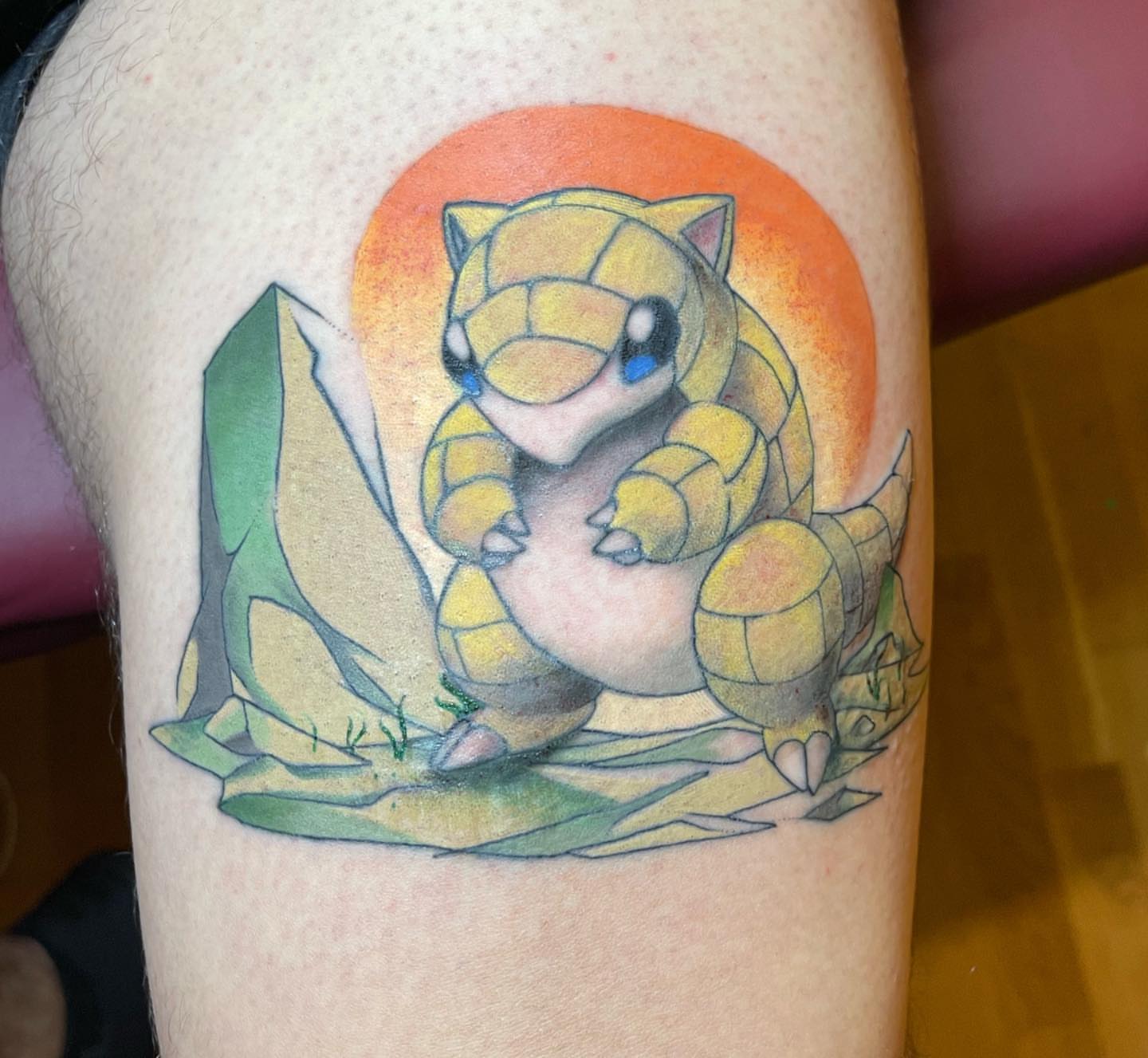 Squirtle new school tattoo on the thigh by Shamanic Ink