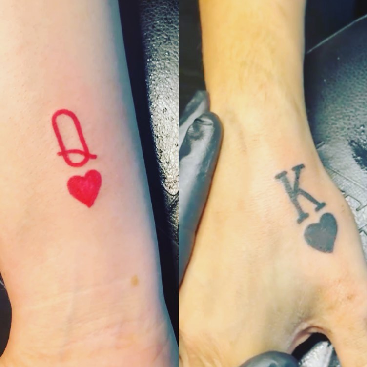 Queen of hearts American traditional tattoo on the forearm by Wichita Tattoo