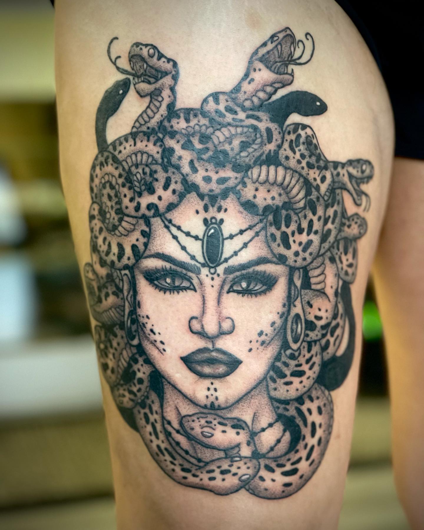 Tattoo by @alandapanda — dotwork, realism