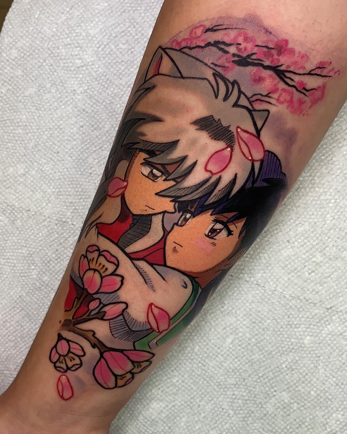 Tattoo by @karaxklenk — anime, dotwork