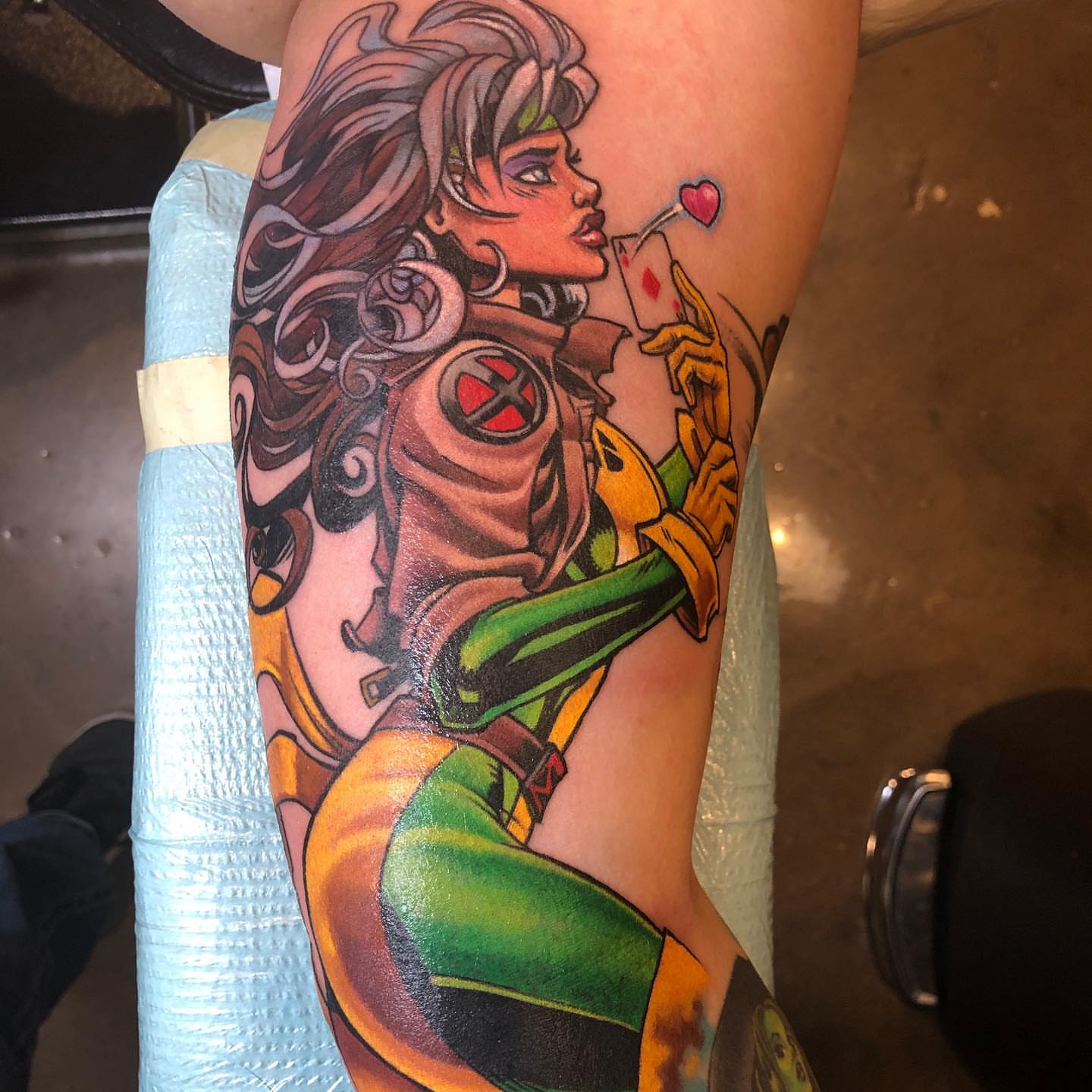 Jean Grey new school tattoo on the forearm by Walter Frank