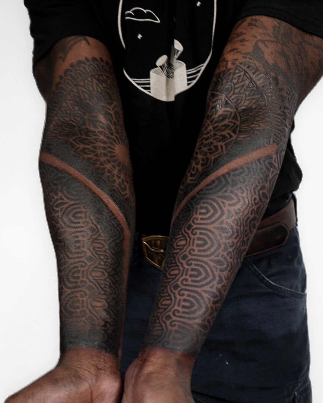 Geometric pattern geometric tattoo on the forearm by Oliver kenton, San Diego, California