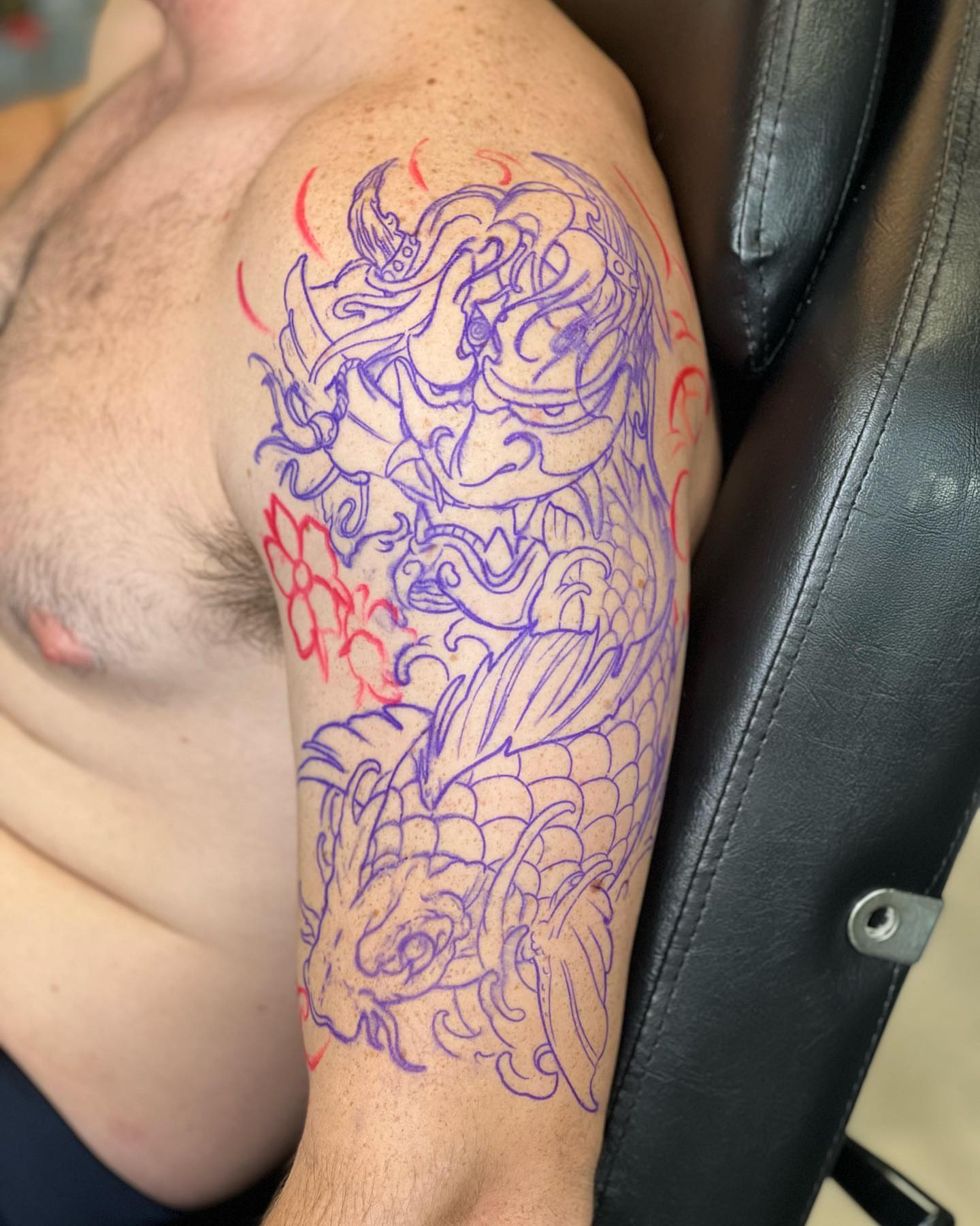 Koi fish and woman japanese irezumi tattoo on the upper arm by 🇵🇭Mark Gaño