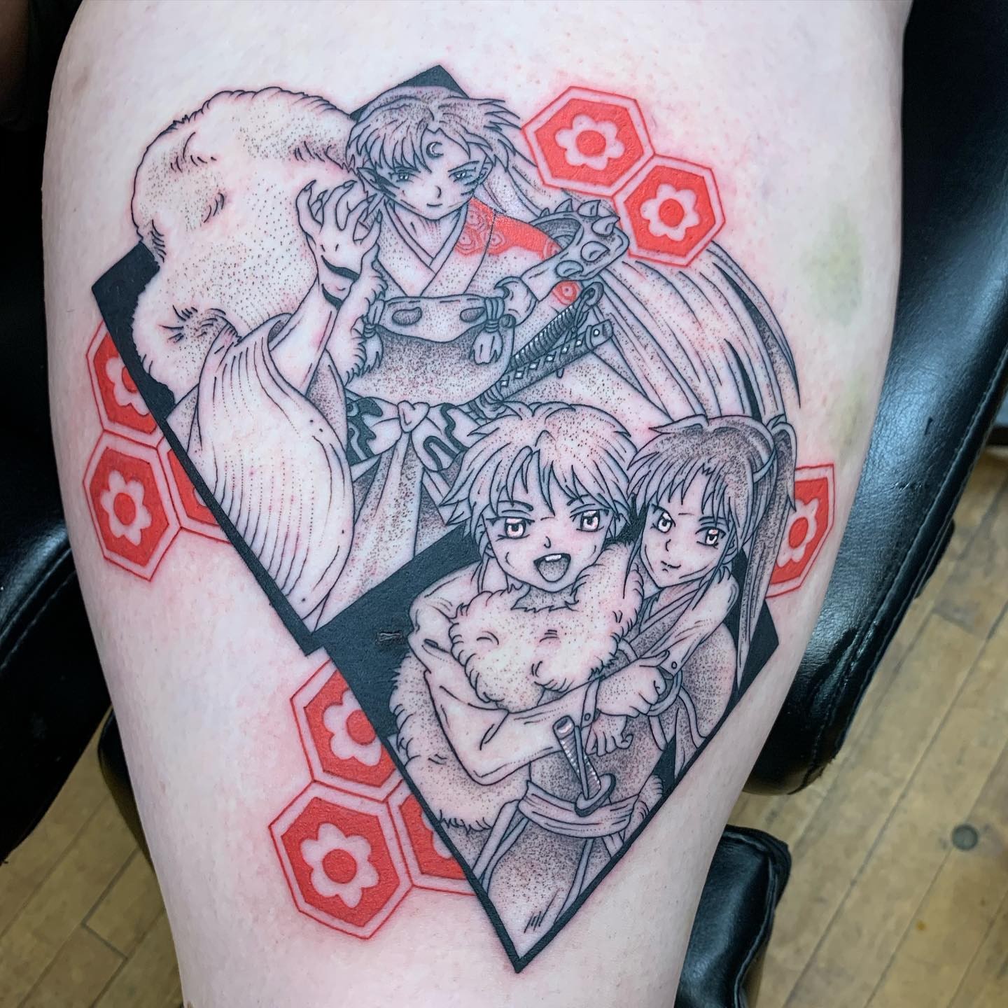 Tattoo by @oldetownescott — dotwork, anime