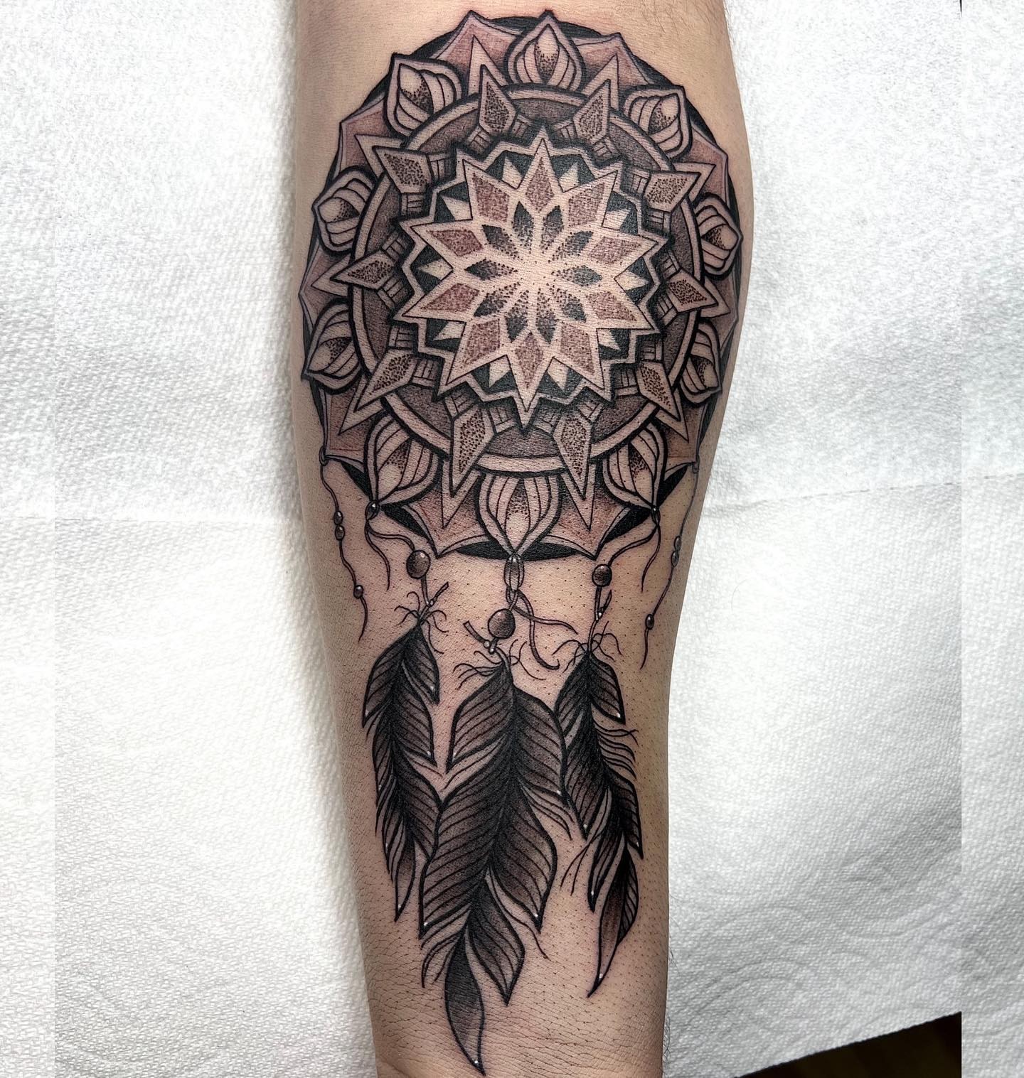 Mandala dotwork tattoo on the forearm by Binn Binn - Houston Tattoo Artist