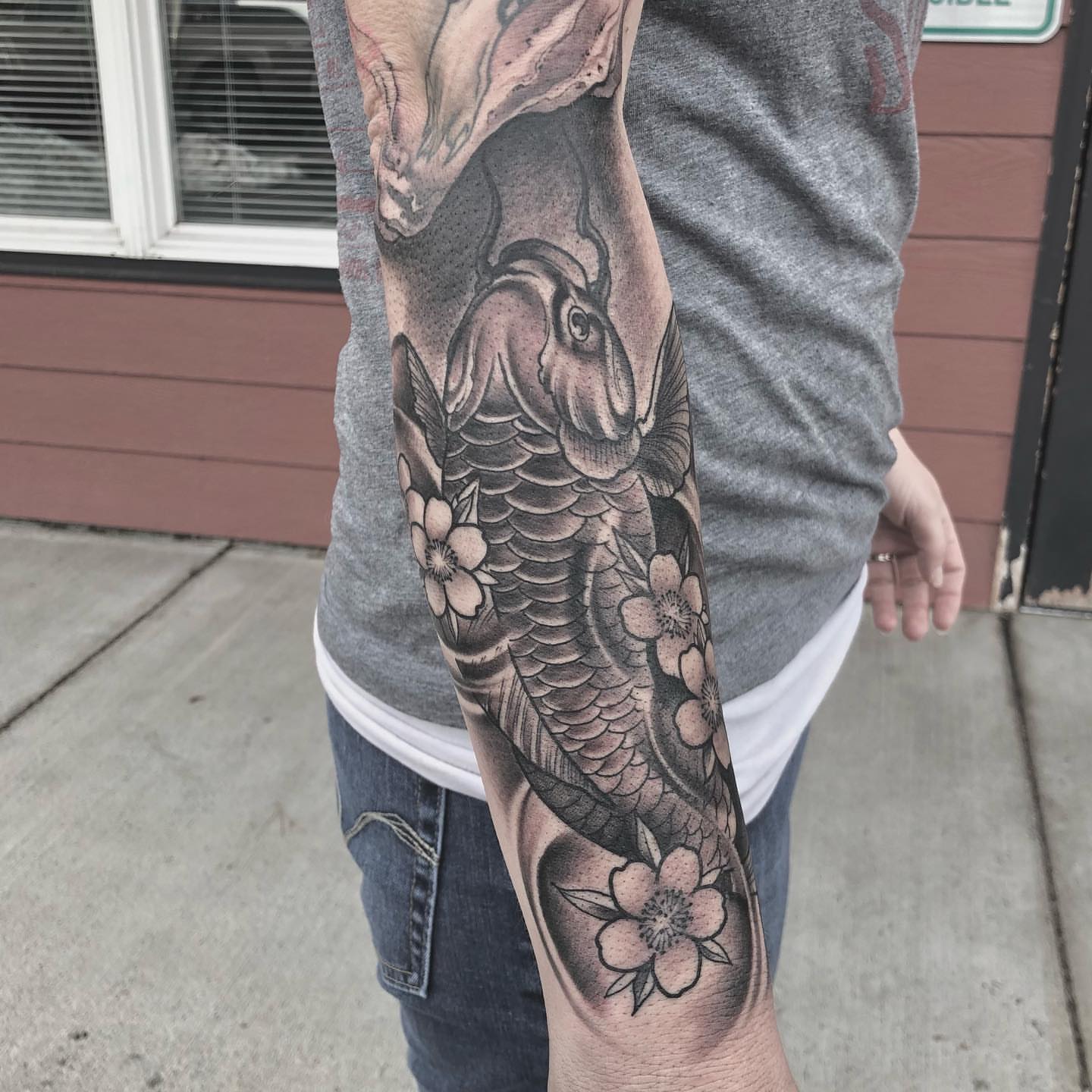 Tattoo by @aaronbtattoo — japanese_irezumi, black_and_grey
