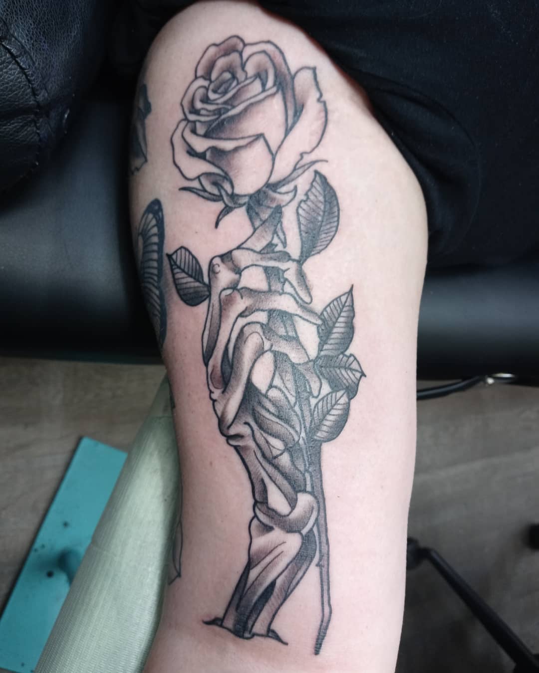 Tattoo by @conwaythetattooer — black_and_grey