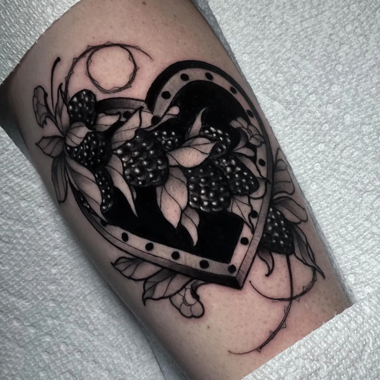 Blackberries and crown ornamental tattoo on the forearm by ✤ ᴋɪʀᴀ ᴋɴᴏᴡʟᴛᴏɴ ✤
