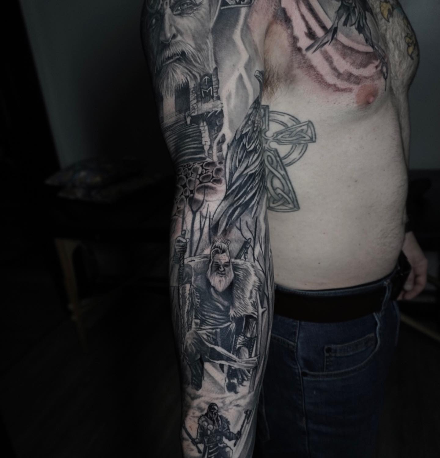 Viking warrior realism tattoo on the forearm by Brian Cassidy
