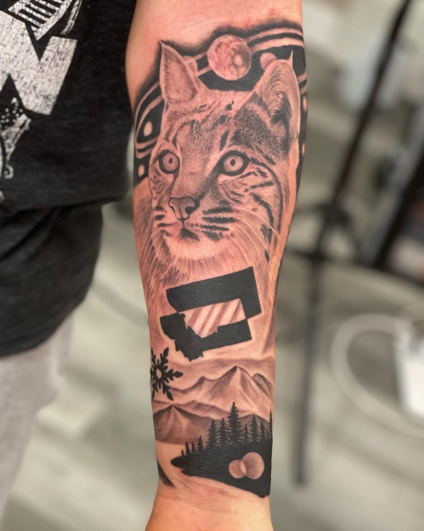 Cat realism tattoo on the forearm by Jeremiah Warner