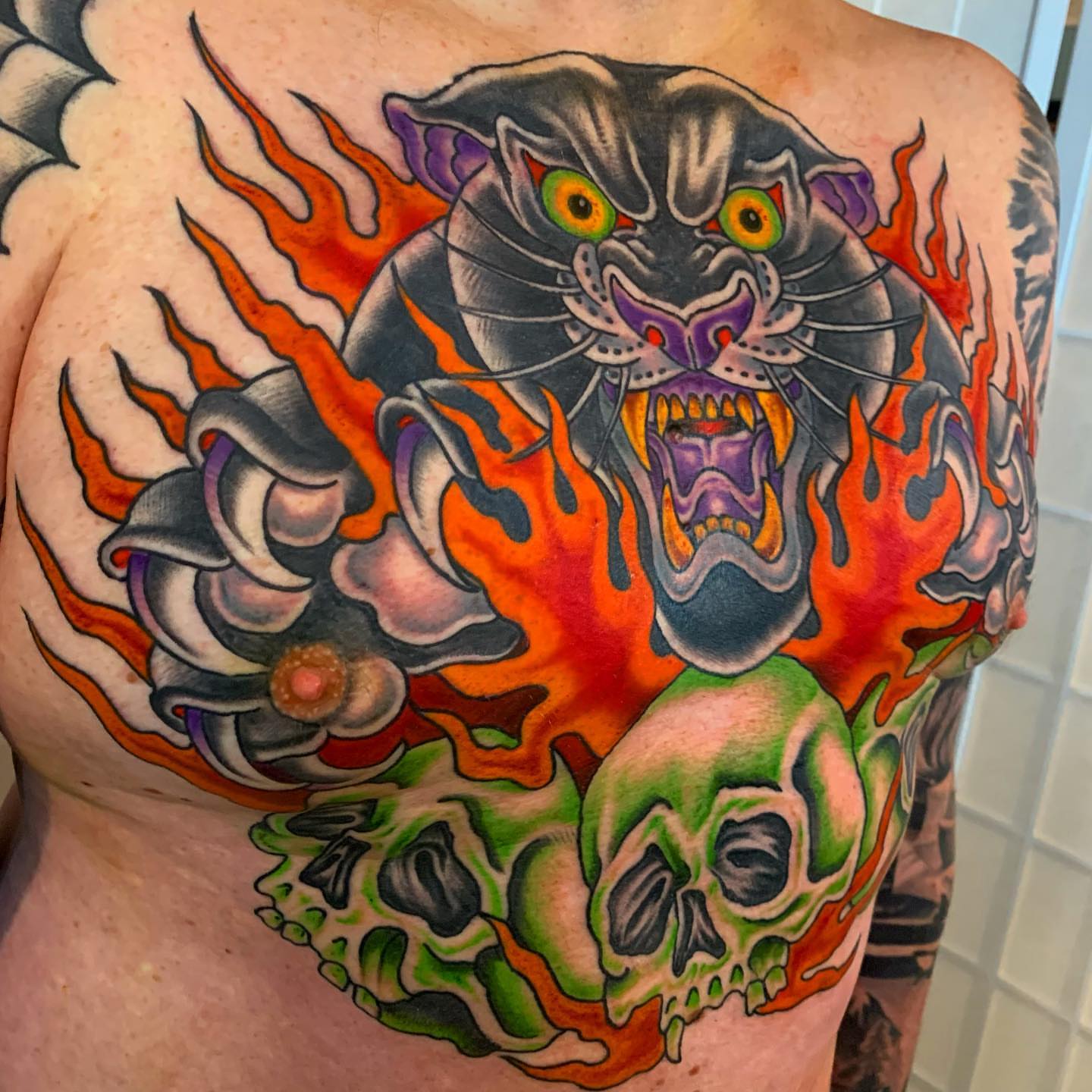 Tattoo by @tattoosbybarron — american_traditional, japanese_irezumi
