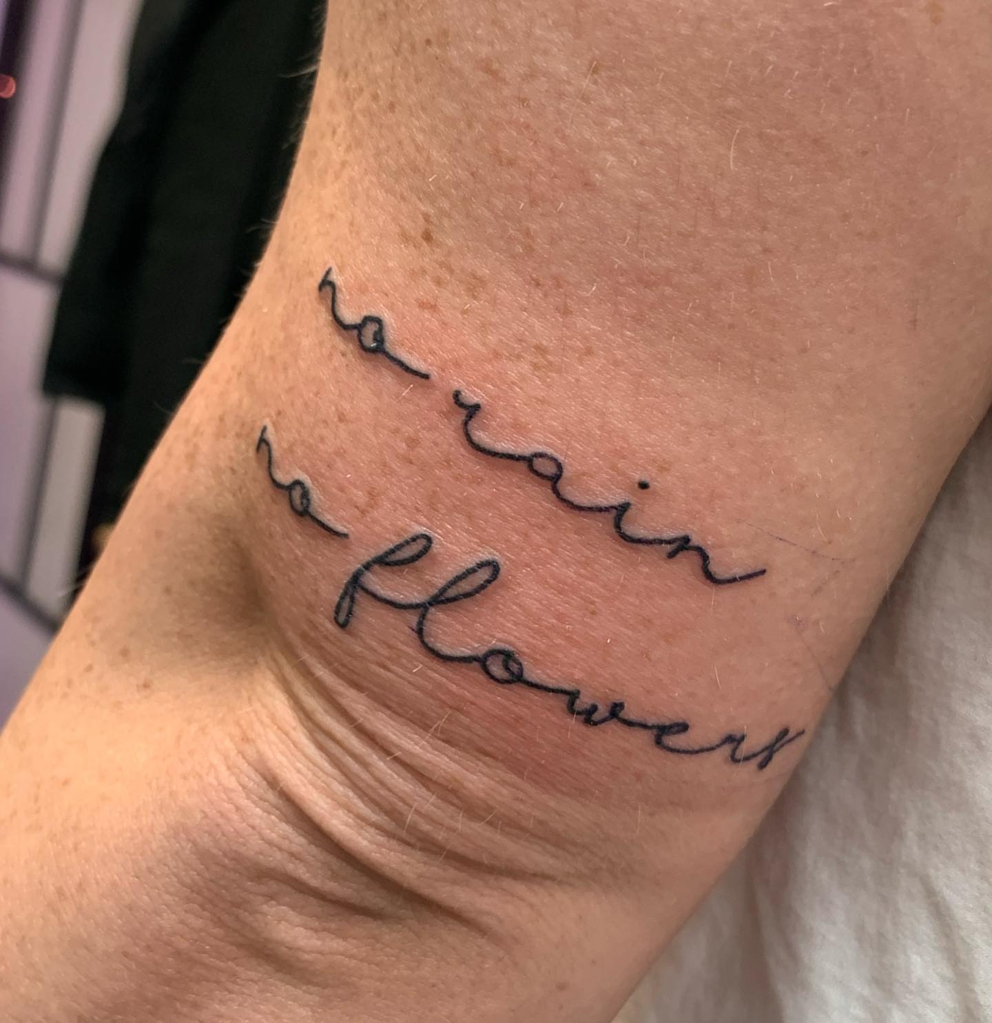 Tattoo by @vthebodyartist — lettering_script