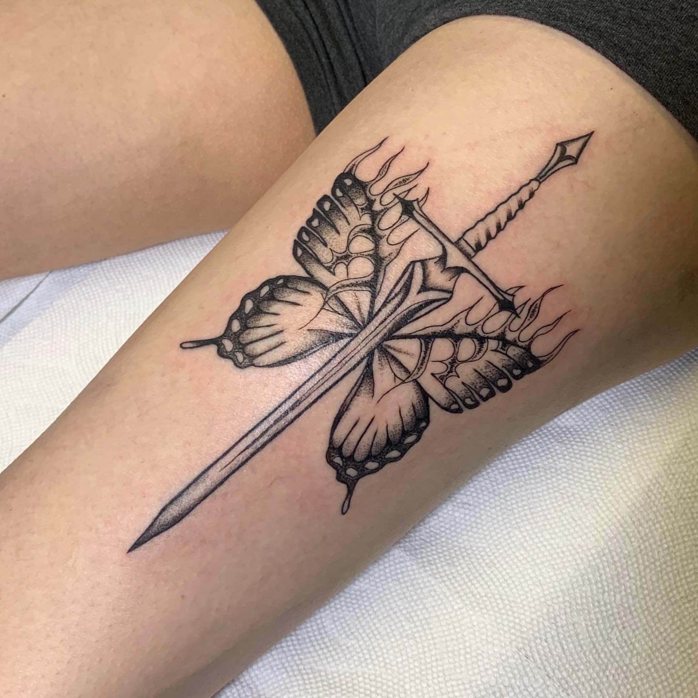 Tattoo by @dannonphantom — black_and_grey, dotwork