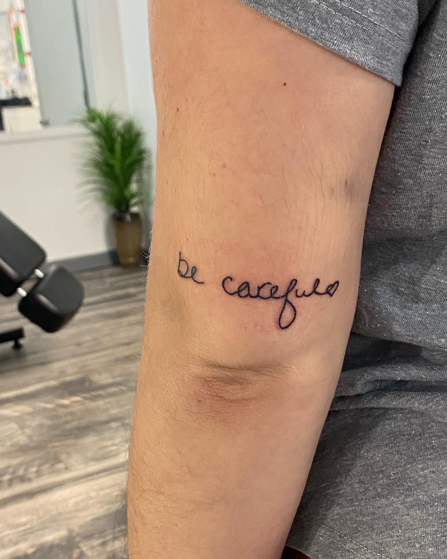 Tattoo by @vthebodyartist — lettering_script